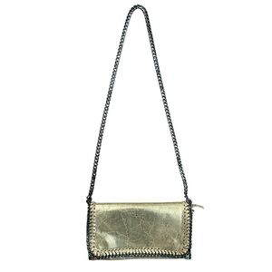 Genuine Leather Made in Italy Metallic Gold Women’s Crossbody Bag